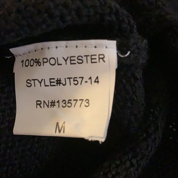 olivaceous long sleeve black sweater V-neck polyester fabric sz med rolled hem - Picture 7 of 10